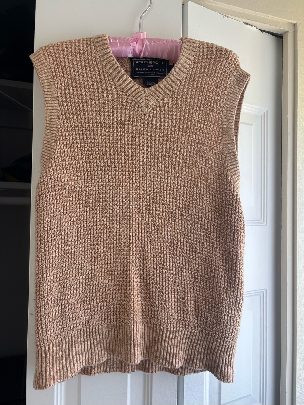 Ralph Lauren V-Neck Sleeveless Sweater Vest - Beige/Tan